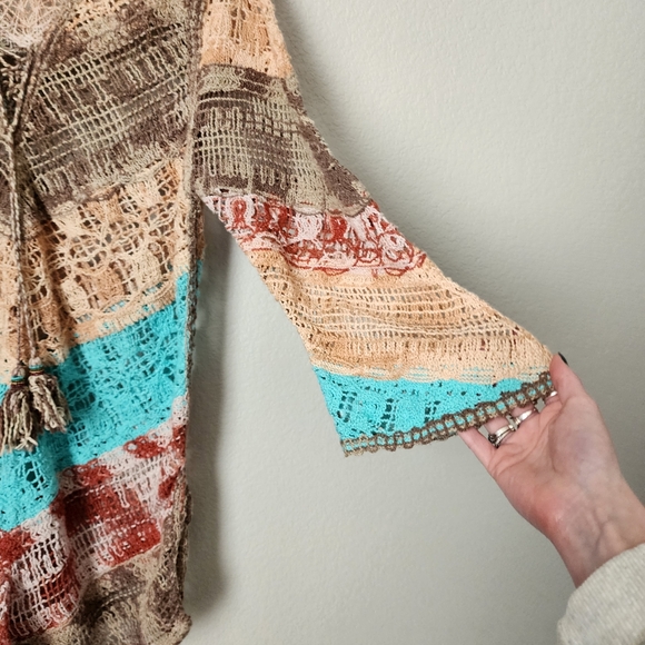 SOFT SURROUNDINGS open knit cover up sweater tunic blouse L - Picture 8 of 10